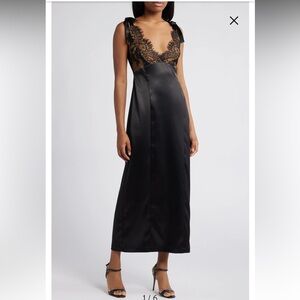 NWT WAYF Almera Lace & Satin Cocktail Maxi Dress